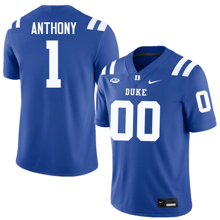 Duke Blue Devils #1 Andrel Anthony College Football Jersey Stitched-Blue